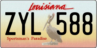 LA license plate ZYL588