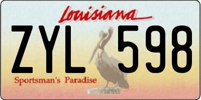 LA license plate ZYL598