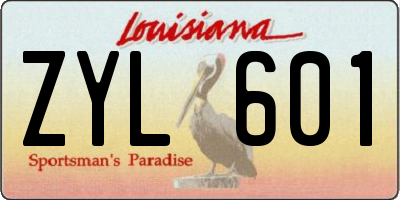 LA license plate ZYL601