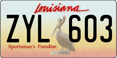 LA license plate ZYL603