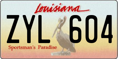 LA license plate ZYL604