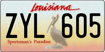 LA license plate ZYL605