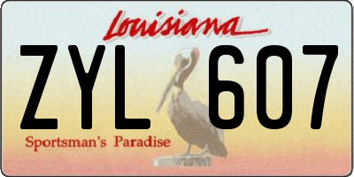 LA license plate ZYL607