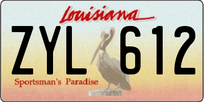 LA license plate ZYL612