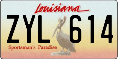 LA license plate ZYL614