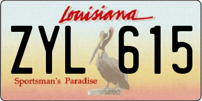 LA license plate ZYL615