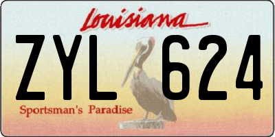LA license plate ZYL624