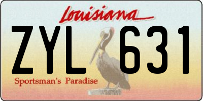 LA license plate ZYL631