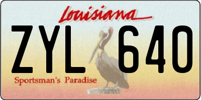 LA license plate ZYL640