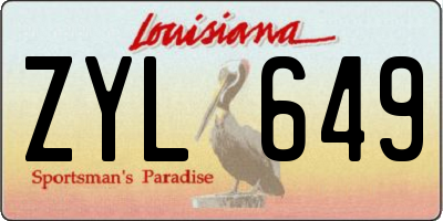 LA license plate ZYL649