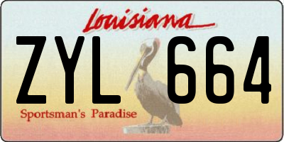 LA license plate ZYL664