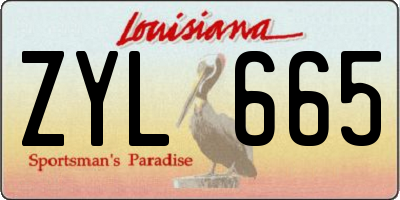 LA license plate ZYL665