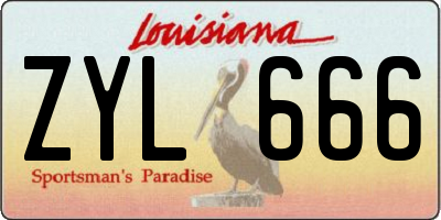 LA license plate ZYL666