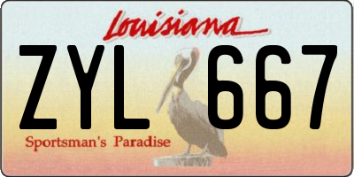 LA license plate ZYL667