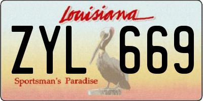 LA license plate ZYL669