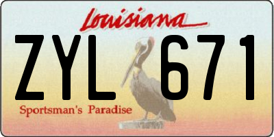 LA license plate ZYL671