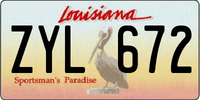 LA license plate ZYL672