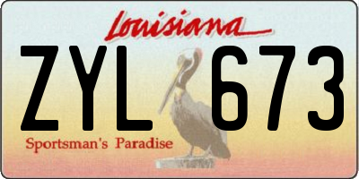 LA license plate ZYL673