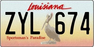 LA license plate ZYL674