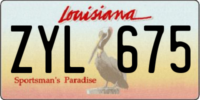LA license plate ZYL675