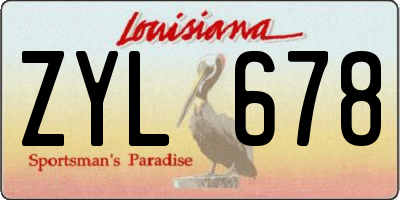 LA license plate ZYL678