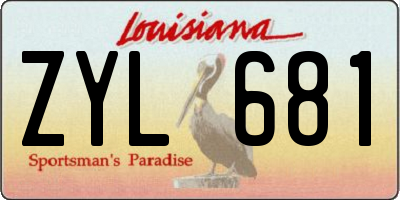 LA license plate ZYL681
