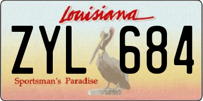LA license plate ZYL684
