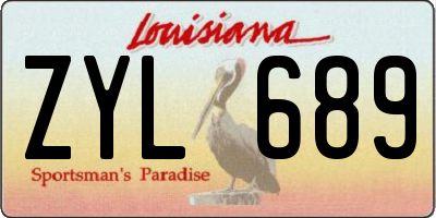 LA license plate ZYL689