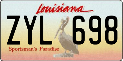 LA license plate ZYL698