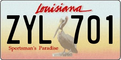 LA license plate ZYL701