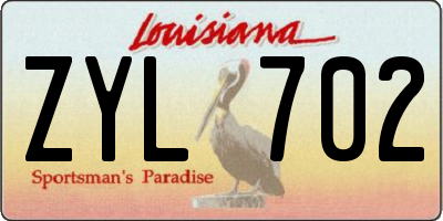 LA license plate ZYL702