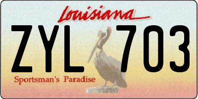 LA license plate ZYL703