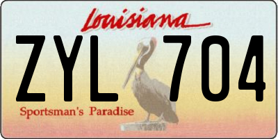 LA license plate ZYL704