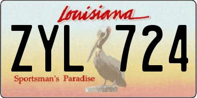 LA license plate ZYL724