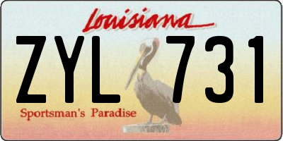 LA license plate ZYL731