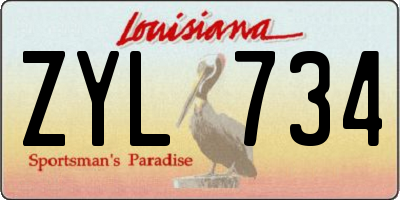 LA license plate ZYL734