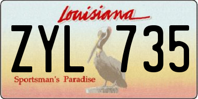 LA license plate ZYL735