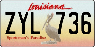 LA license plate ZYL736