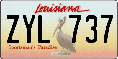 LA license plate ZYL737