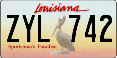 LA license plate ZYL742