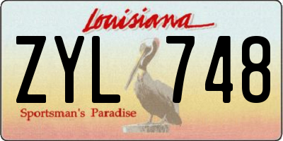 LA license plate ZYL748