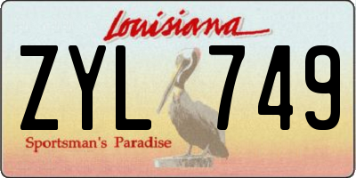 LA license plate ZYL749