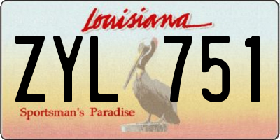 LA license plate ZYL751