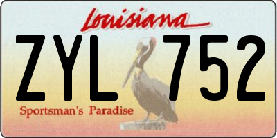 LA license plate ZYL752