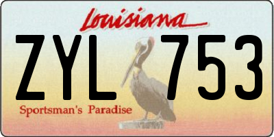 LA license plate ZYL753