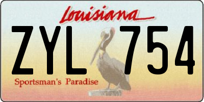LA license plate ZYL754
