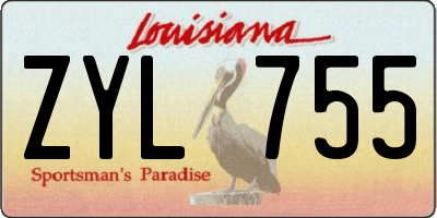 LA license plate ZYL755