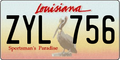 LA license plate ZYL756