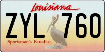 LA license plate ZYL760