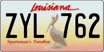 LA license plate ZYL762